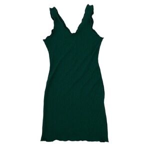 Ribbed Green Mini Dress